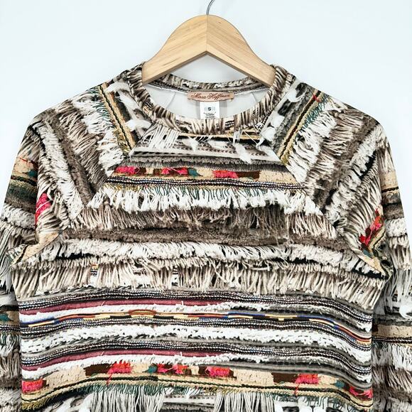 MARA HOFFMAN Neoprene Sweatshirt Fringe Photo Print Pullover Sweater - Picture 5 of 13